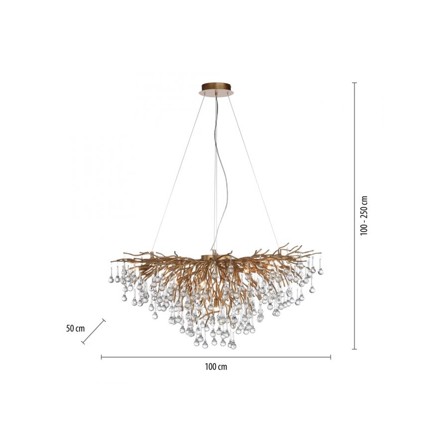 Paul Neuhaus 2192-11 - Luster na lanku ICICLE 10xG9/40W/230V 50x100 cm mosadz