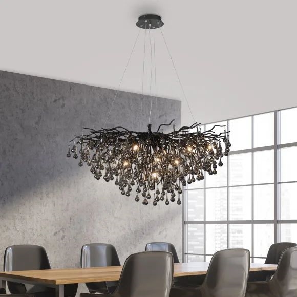 Paul Neuhaus 2192-18 - Závesný luster na lanku ICICLE 10xG9/40W/230V 50x100 cm čierna
