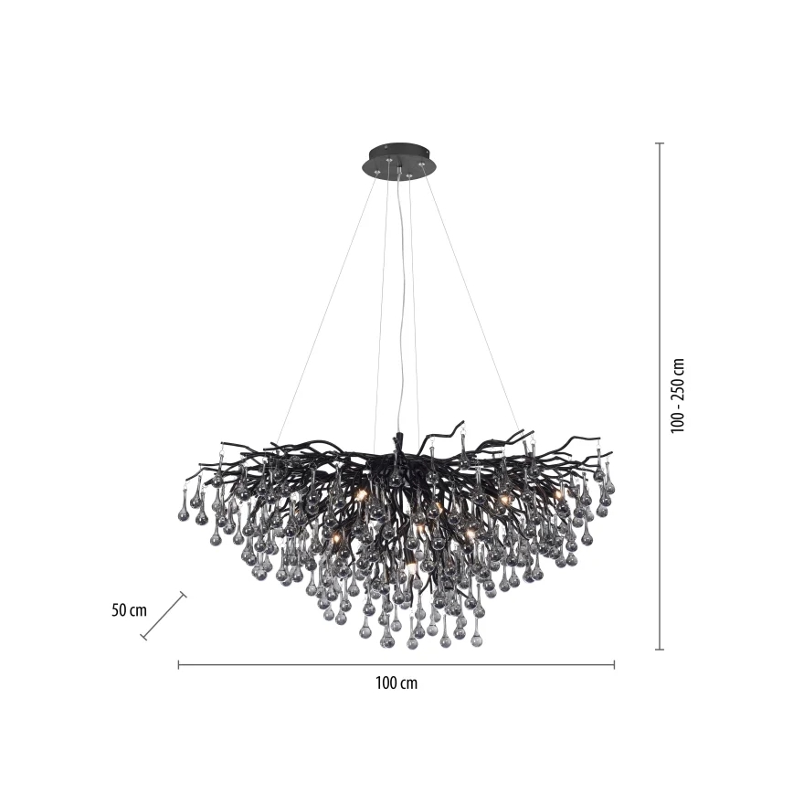 Paul Neuhaus 2192-18 - Závesný luster na lanku ICICLE 10xG9/40W/230V 50x100 cm čierna