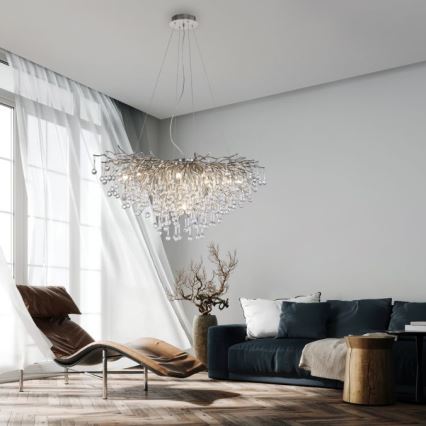 Paul Neuhaus 2192-55 - Luster na lanku ICICLE 10xG9/40W/230V 50x100 cm lesklý chróm