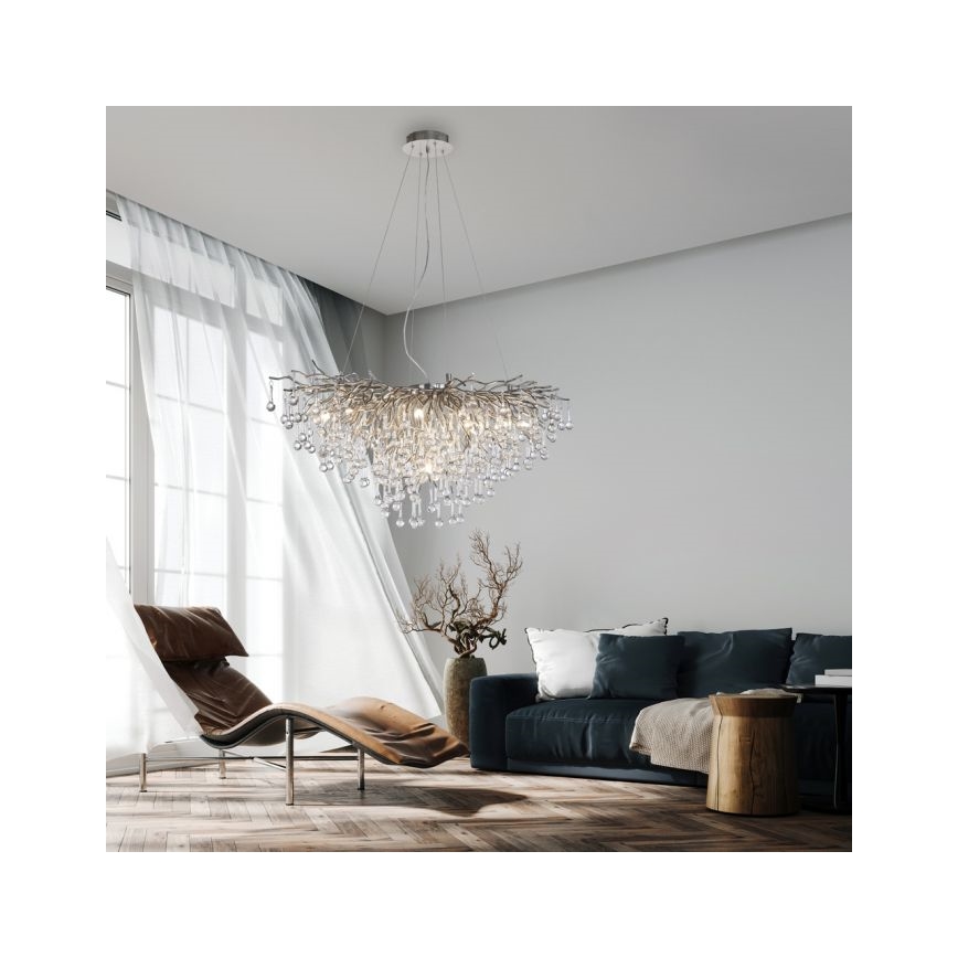 Paul Neuhaus 2192-55 - Luster na lanku ICICLE 10xG9/40W/230V 50x100 cm lesklý chróm