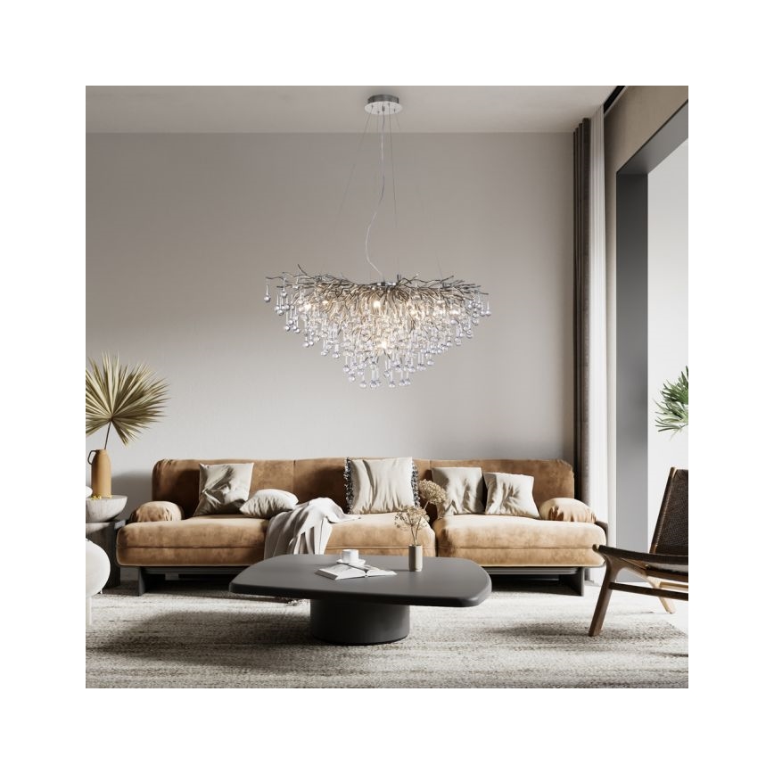 Paul Neuhaus 2192-55 - Luster na lanku ICICLE 10xG9/40W/230V 50x100 cm lesklý chróm