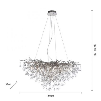 Paul Neuhaus 2192-55 - Luster na lanku ICICLE 10xG9/40W/230V 50x100 cm lesklý chróm