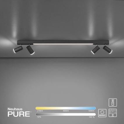 Paul Neuhaus 6121-13 - LED Stmievateľné bodové svietidlo PURE 4xLED/4W/230V + LED/9W 2700-5000K + diaľkové ovládanie