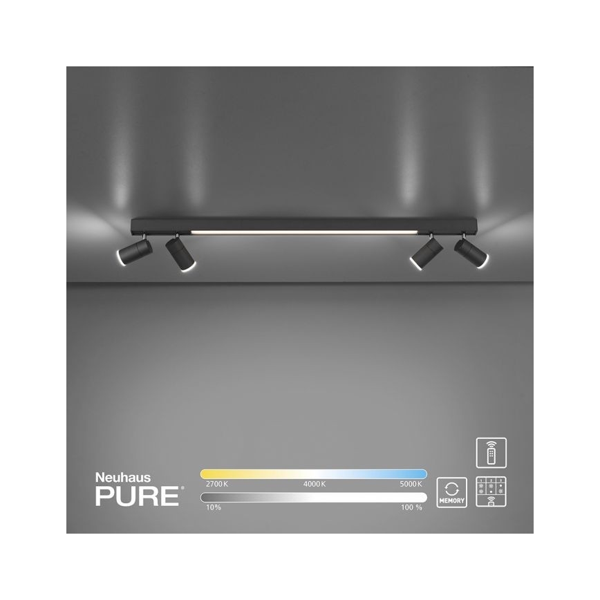 Paul Neuhaus 6121-13 - LED Stmievateľné bodové svietidlo PURE 4xLED/4W/230V + LED/9W 2700-5000K + diaľkové ovládanie