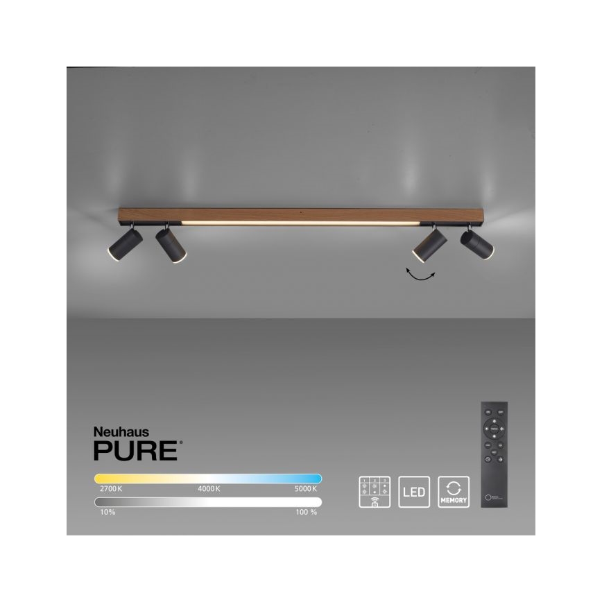 Paul Neuhaus 6121-79 - LED Stmievateľné bodové svietidlo PURE 4xLED/4W/230V + LED/9W 2700-5000K + diaľkové ovládanie