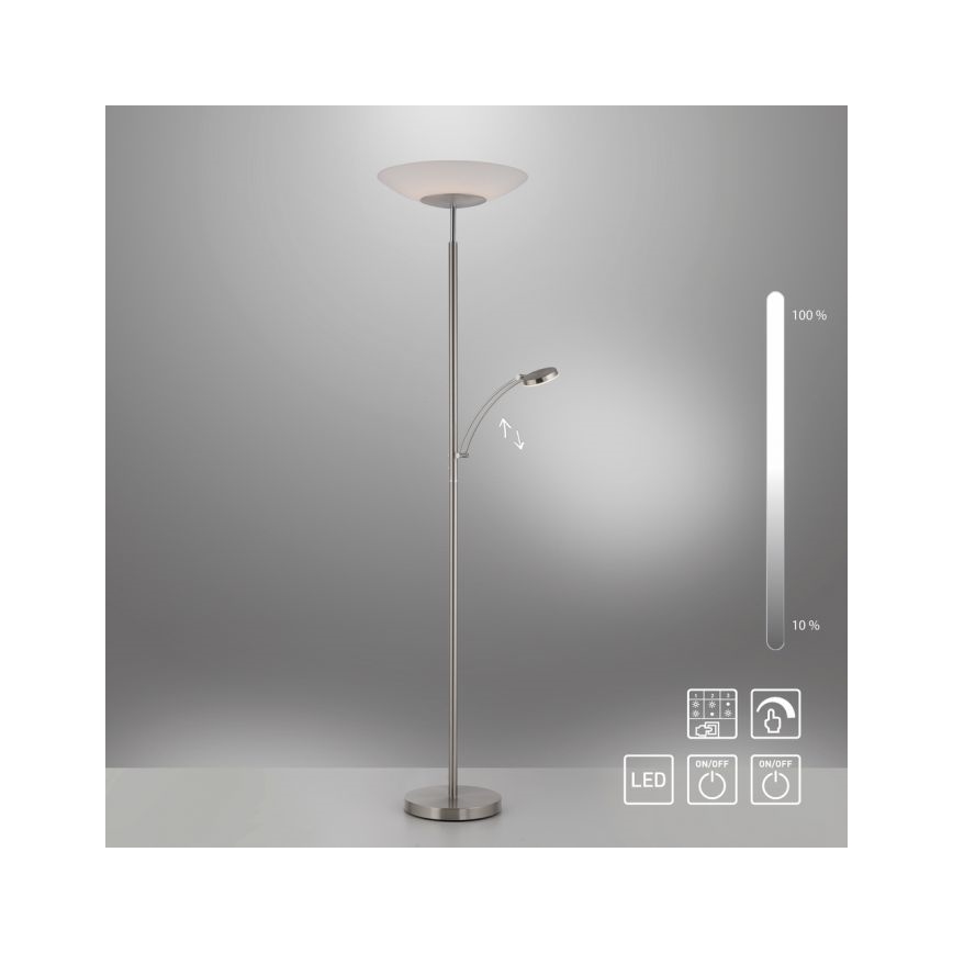 Paul Neuhaus 655-55 - LED Stmievateľná stojacia lampa ALFRED 1xLED/28W+1xLED/4W/230V lesklý chróm