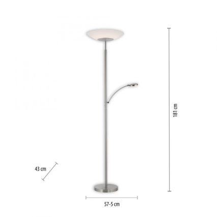Paul Neuhaus 655-55 - LED Stmievateľná stojacia lampa ALFRED 1xLED/28W+1xLED/4W/230V lesklý chróm