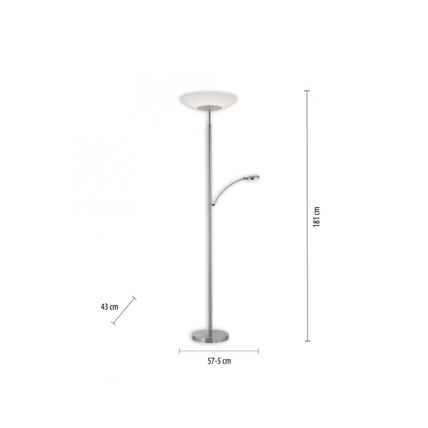 Paul Neuhaus 655-55 - LED Stmievateľná stojacia lampa ALFRED 1xLED/28W+1xLED/4W/230V lesklý chróm
