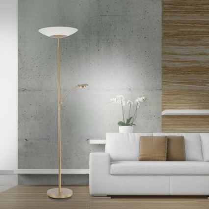 Paul Neuhaus 655-60 - LED Stmievateľná stojacia lampa ALFRED 1xLED/28W/230V+1xLED/4W/230V mosadz