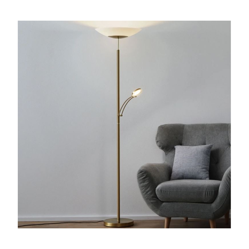 Paul Neuhaus 655-60 - LED Stmievateľná stojacia lampa ALFRED 1xLED/28W/230V+1xLED/4W/230V mosadz