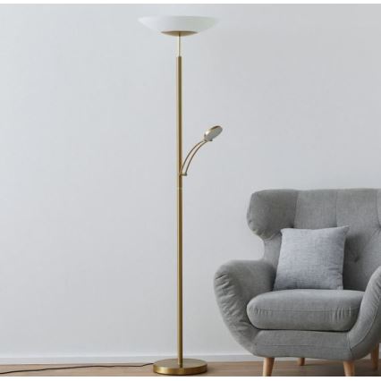 Paul Neuhaus 655-60 - stmievateľná LED stojacia lampa ALFRED LED/28W/230V+LED/4W/230V mosadz