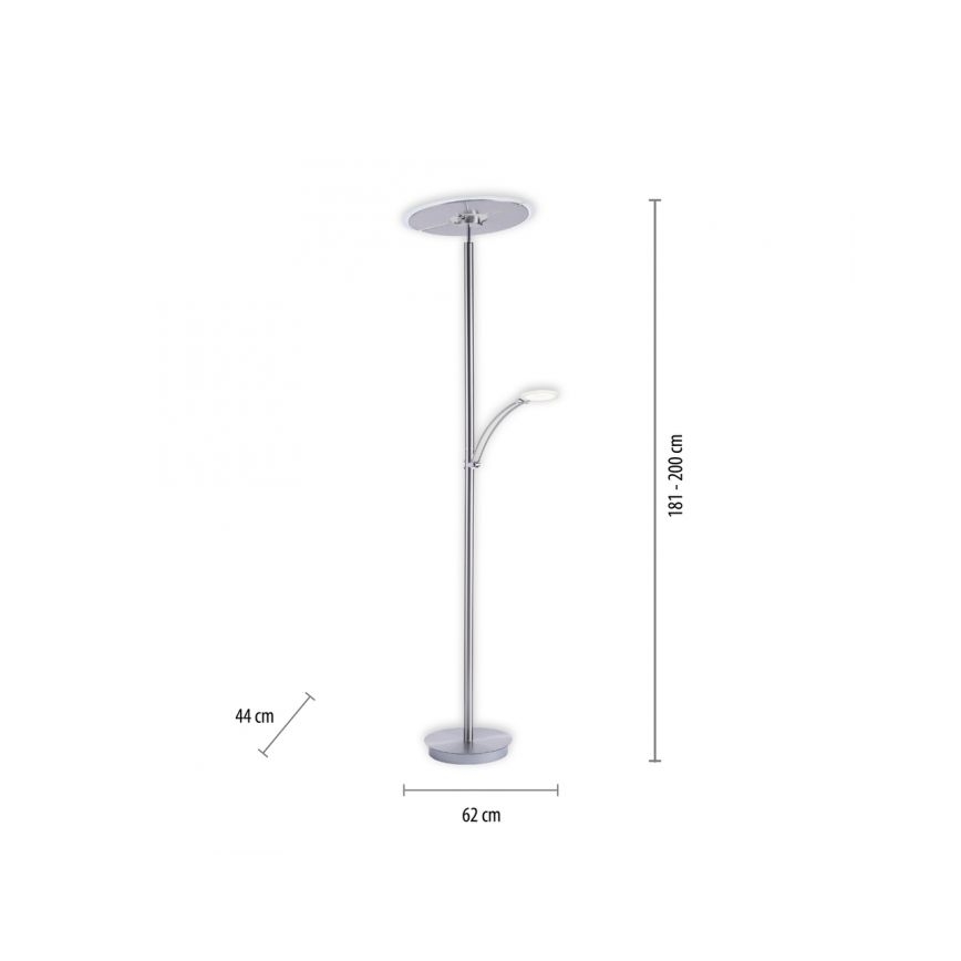 Paul Neuhaus 673-55 - LED Stmievateľná stojacia lampa ARTUR 2xLED/21W/230V+1xLED/6W lesklý chróm