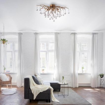 Paul Neuhaus 8090-11 - Prisadený luster ICICLE 4xG9/40W/230V 30x60 cm mosadz