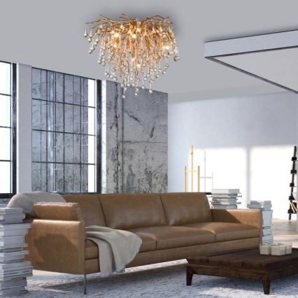 Paul Neuhaus 8091-11 - Prisadený luster ICICLE 9xG9/40W/230V pr. 50 cm mosadz
