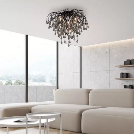 Paul Neuhaus 8091-18 - Prisadený luster ICICLE 9xG9/40W/230V priemer 50 cm čierny