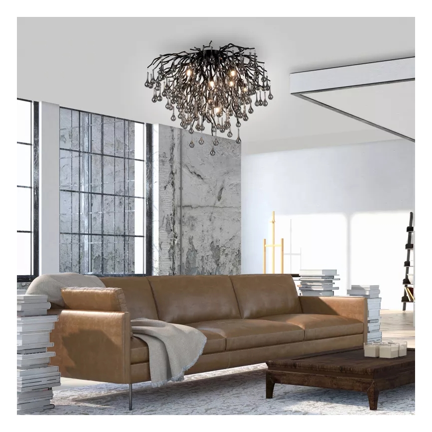 Paul Neuhaus 8091-18 - Prisadený luster ICICLE 9xG9/40W/230V priemer 50 cm čierny