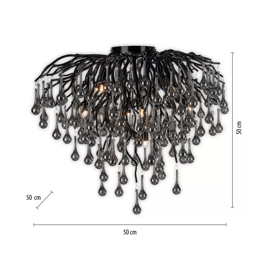 Paul Neuhaus 8091-18 - Prisadený luster ICICLE 9xG9/40W/230V priemer 50 cm čierny