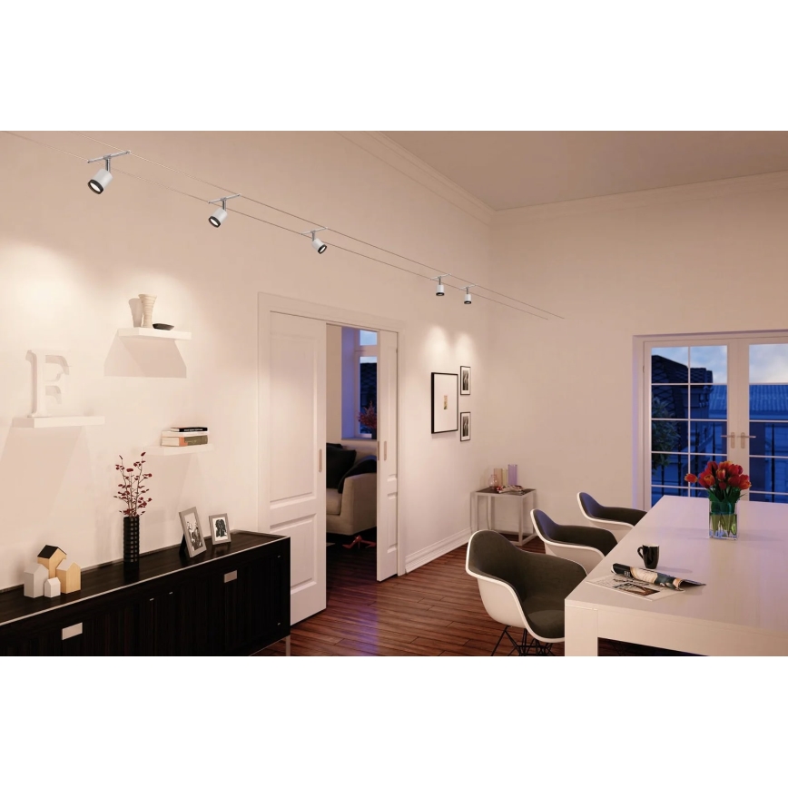 Paulmann 3981 - Súprava 5xLED/4W Kompletný lanový systém TUBE 230V matný chróm/čierna