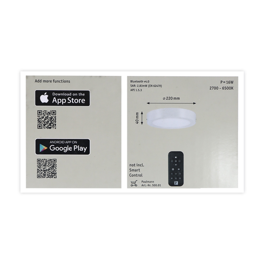 Paulmann 50009 - LED/14W Stmievateľné stropné svietidlo NOX SMART HOME 230V 2700-6500K