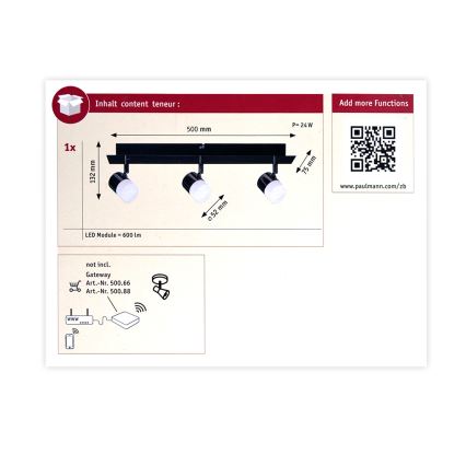 Paulmann 50099 - 3xLED/6,5W Stmievateľné bodové svietidlo SMART DEON 230V ZigBee