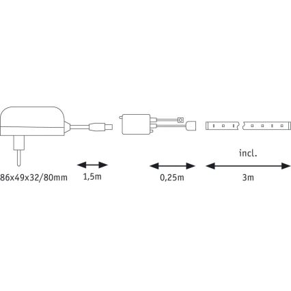 Paulmann 70481 - LED RGBW/9,6W Stmievateľný pásik DIGITAL 3 m 230V + diaľkové ovládanie