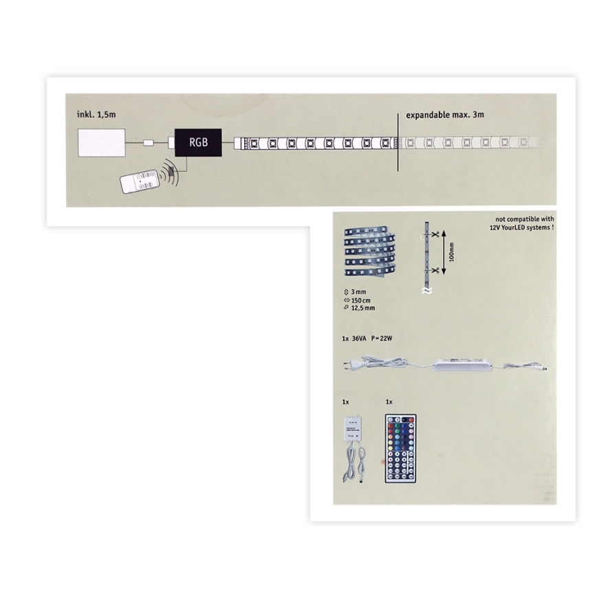 Paulmann 70587 - RGB LED pás 20 W stmievateľný MAXLED 1,5 m 230 V + diaľkové ovládanie