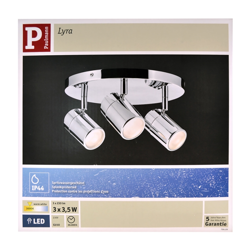 Paulmann 70609 - LED Kúpeľňové bodové svietidlo LYRA 3xGU10/3,5W/230V IP44