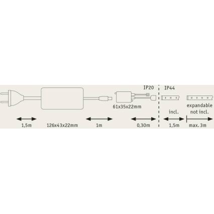 Paulmann 70623 - LED/10W IP44 Stmievateľný kúpeľňový pásik MAXLED 1,5 m 2700-6500K 230V + diaľkové ovládanie