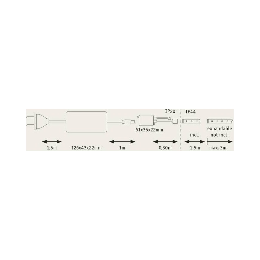 Paulmann 70623 - LED/10W IP44 Stmievateľný kúpeľňový pásik MAXLED 1,5 m 2700-6500K 230V + diaľkové ovládanie