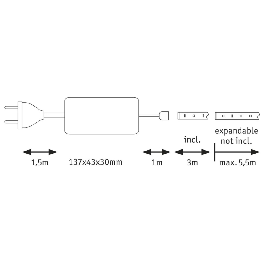 Paulmann 70665 - LED/18W IP44 Stmievateľný kúpeľňový pásik MAXLED 3 m 6500K 230V