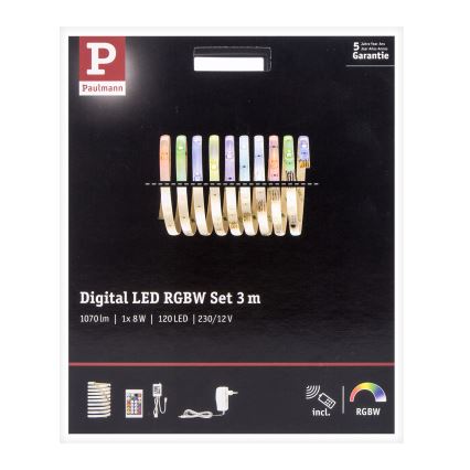 Paulmann 70696 - LED RGBW/8W Stmievateľný pásik DIGITAL 3m 230V + diaľkové ovládanie