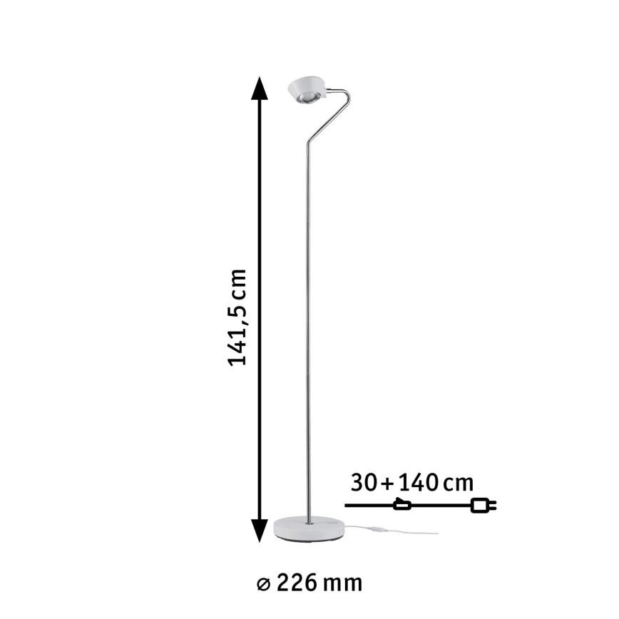 Paulmann 70920 - LED/7,5W Stmievateľná stojacia lampa RAMOS 230V biela/lesklý chróm