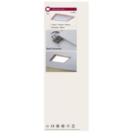 Paulmann 70941 - LED/20W Panel prisadený ATRIA 230V 4000K 30x30 cm rose gold