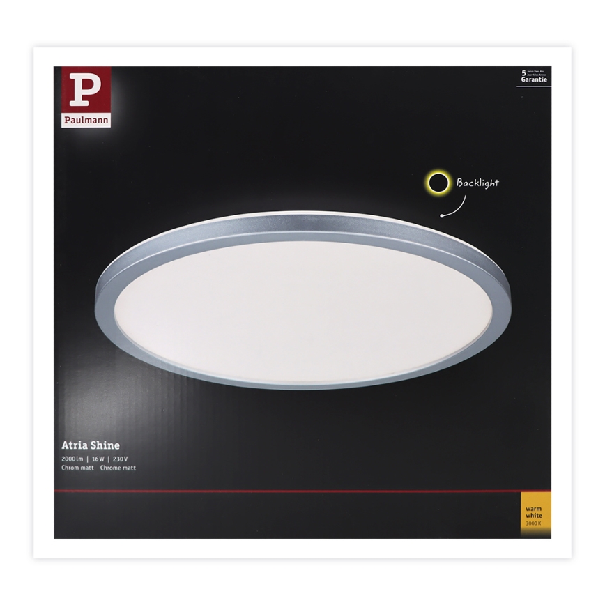 Paulmann 70991 - LED/16W Panel prisadený ATRIA 230V 3000K pr. 29,3 cm matný chróm