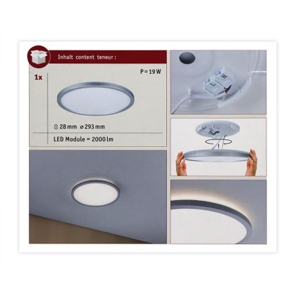 Paulmann 70991 - LED/16W Panel prisadený ATRIA 230V 3000K pr. 29,3 cm matný chróm