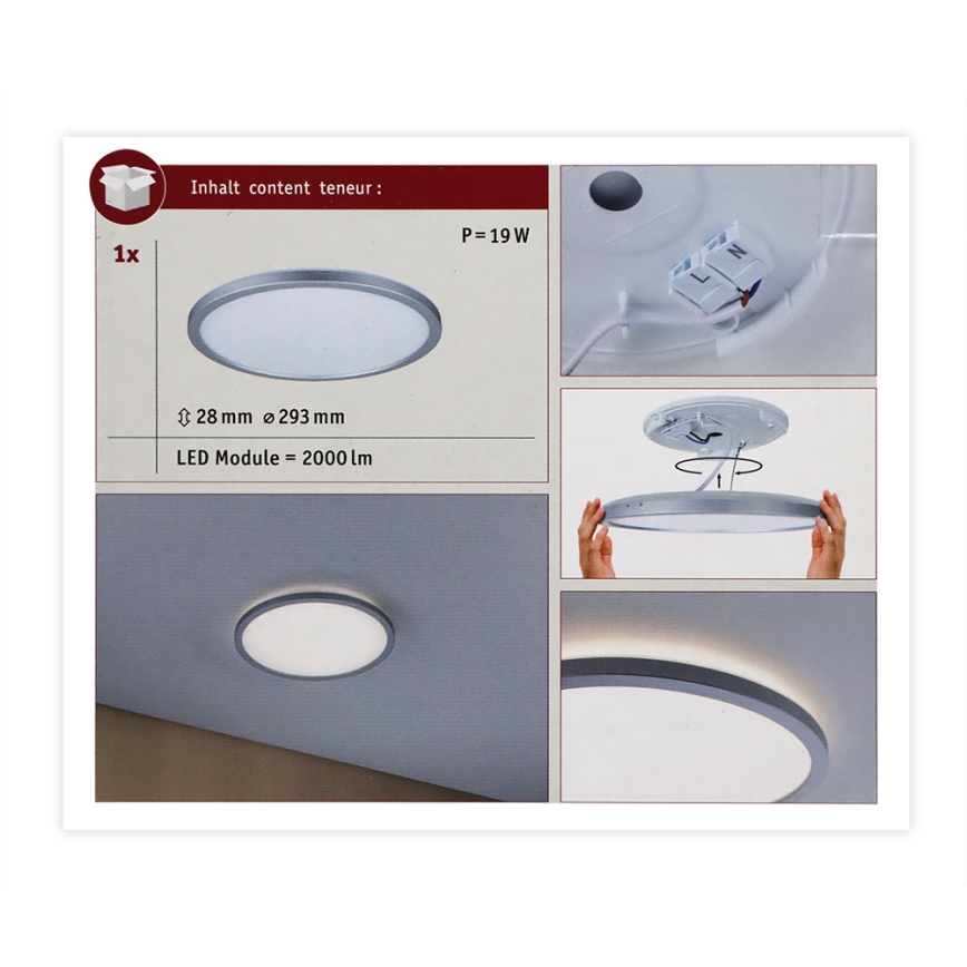 Paulmann 70991 - LED/16W Panel prisadený ATRIA 230V 3000K pr. 29,3 cm matný chróm