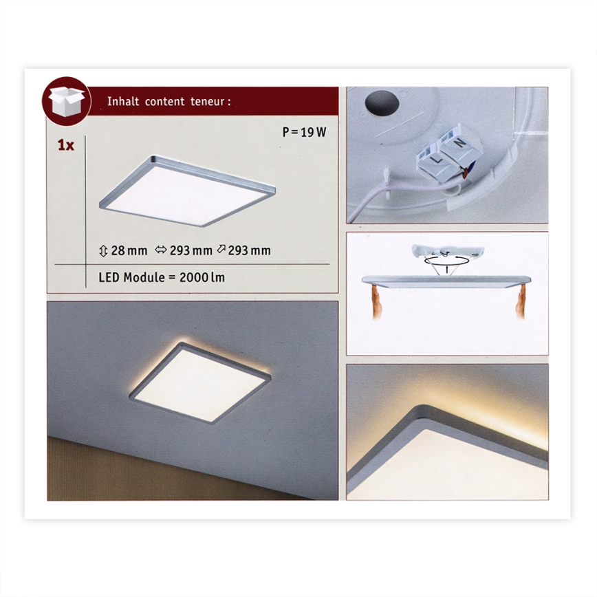 Paulmann 70994 - LED/16W Panel prisadený ATRIA 230V 3000K 29,3x29,6 cm matný chróm