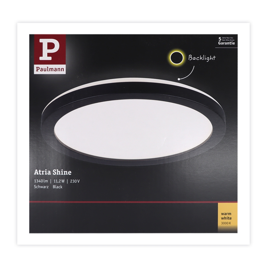 Paulmann 70997 - LED/11,2W Panel prisadený ATRIA 230V 3000K pr. 19 cm čierna