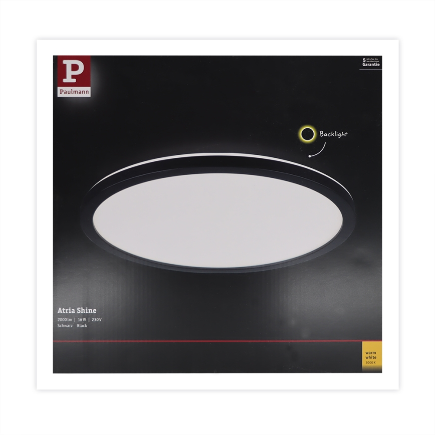 Paulmann 70998 - LED/16W Panel prisadený ATRIA 230V 3000K pr. 29,3 cm čierna