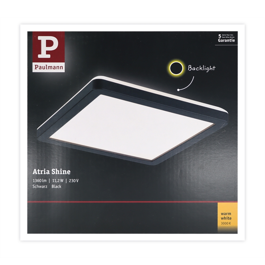 Paulmann 71000 - LED/11,2W Panel prisadený ATRIA 230V 3000K 19x19 cm čierna