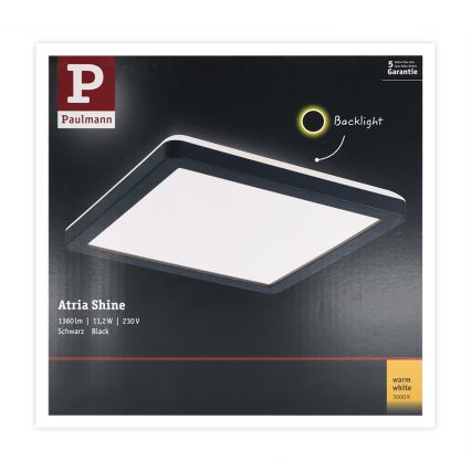 Paulmann 71000 - LED/11,2W Panel prisadený ATRIA 230V 3000K 19x19 cm čierna