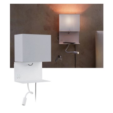 Paulmann 78913 - LED/2,5W + 1xE27/40W Nástenné svietidlo s poličkou a USB MERANI 230V biela