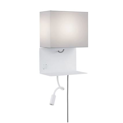Paulmann 78913 - LED/2,5W + 1xE27/40W Nástenné svietidlo s poličkou a USB MERANI 230V biela