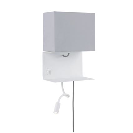 Paulmann 78913 - LED/2,5W + 1xE27/40W Nástenné svietidlo s poličkou a USB MERANI 230V biela