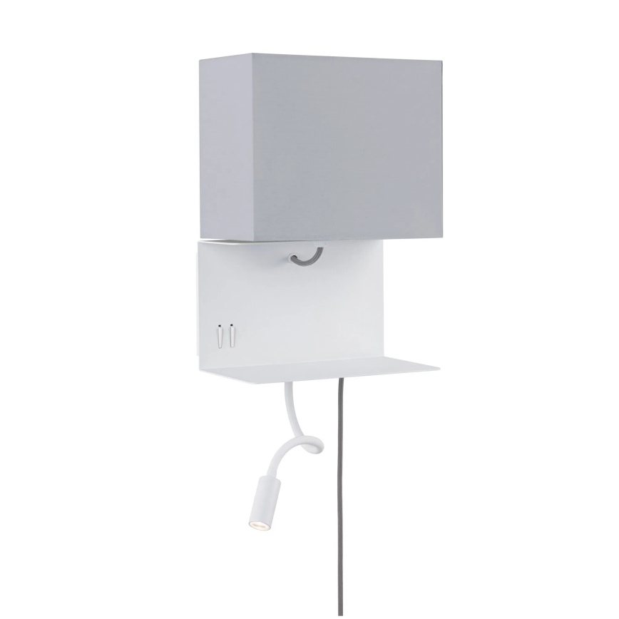 Paulmann 78913 - LED/2,5W + 1xE27/40W Nástenné svietidlo s poličkou a USB MERANI 230V biela