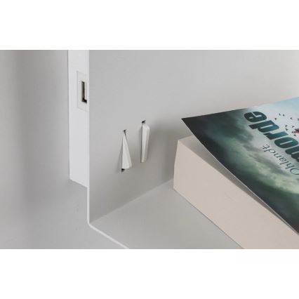 Paulmann 78913 - LED/2,5W + 1xE27/40W Nástenné svietidlo s poličkou a USB MERANI 230V biela