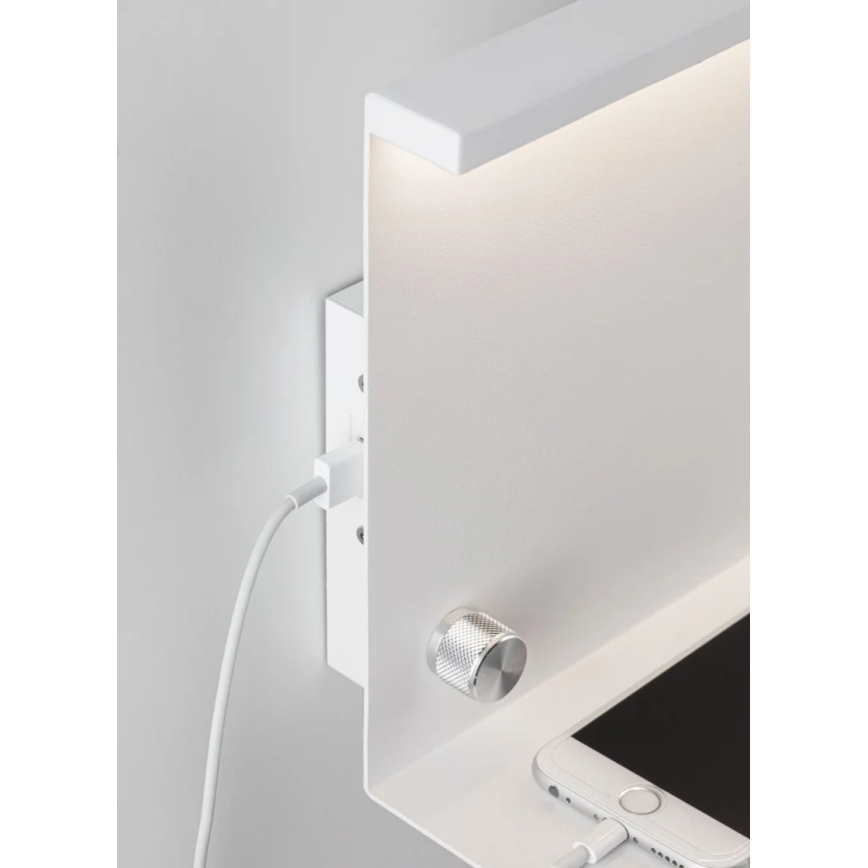 Paulmann 78916 - LED/4,5W Stmievateľné svietidlo s poličkou a USB JARINA 230V biela