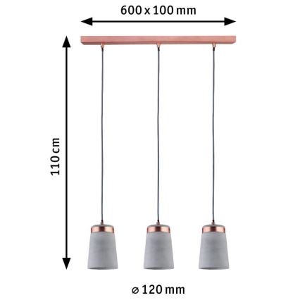 Paulmann 79626 - 3xE27/20W Luster na lanku NEORDIC STIG 230V