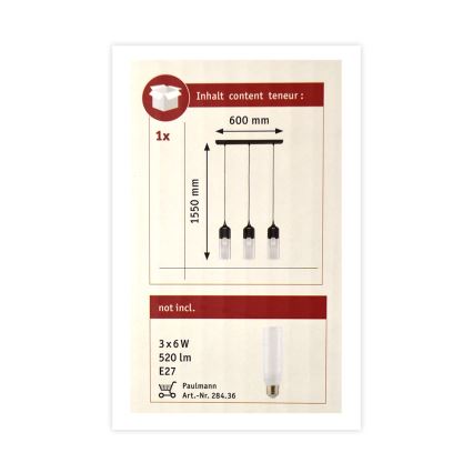 Paulmann 79642 - Luster na lanku NEORDIC 3xE27/60W/230V